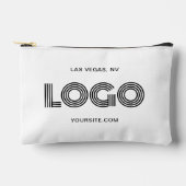 黒いモダン矩形ロゴ アクセサリーポーチ (正面)