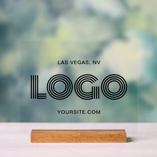 黒いモダン矩形ロゴ アクリルサイン (ニュートラル)