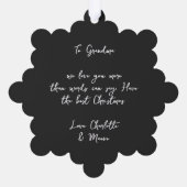 黒いモダン祖母エレガントクリスマス家族 オーナメントカード (裏面)