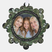 黒いモダン祖母エレガントクリスマス家族 オーナメントカード (正面)