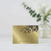 黒いモダン竹の葉金ゴールドア結婚ジア プレイスカード (スタンド正面)