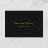 黒いモダン竹の葉金ゴールドア結婚ジア プレイスカード (裏面)