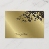 黒いモダン竹の葉金ゴールドア結婚ジア プレイスカード (正面)