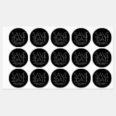 黒いモダン結婚式の日付ラベルの保存 ラベル (シート)