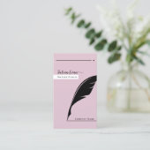 黒いモダン羽毛ピンク公証人パブリックQrコード 名刺 (スタンド正面)