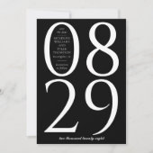 黒いモダン背景に大きな日付を付ける セーブザデート (正面)