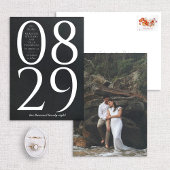 黒いモダン背景に大きな日付を付ける セーブザデート