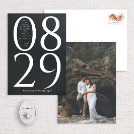 黒いモダン背景に大きな日付を付ける セーブザデート