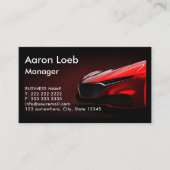 黒いモダン背景に赤い車のヘッドライト 名刺 (正面)