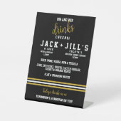 黒いモダン金ゴールドは彼女の飲み物を結婚スポーティに 台座サイン (正面)