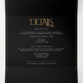 黒いモダン金ゴールドモノグラムを一つ一つ結婚に 三つ折り招待状 (内部中)