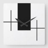 黒いモダン長方形ボックス スクエア壁時計 (正面)