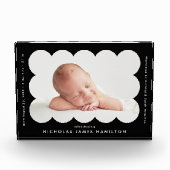 黒いモダン頭皮の出産発表 フォトブロック (正面)