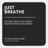 黒いモダン香り付き大豆ワックスろうそくラベル スクエアシール (正面)