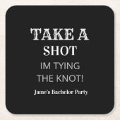 黒いモダン馬丁バチュラーパーティが一発シュートを放つ スクエアペーパーコースター (正面)