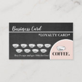 黒いモダン黒板コーヒーカップロイヤリティカード 名刺 (正面)