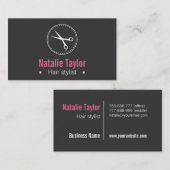 黒いモダン、お洒落最小主義美容師 名刺 (正面/裏面)