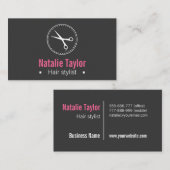 黒いモダン、お洒落最小主義美容師 名刺 (正面/裏面)