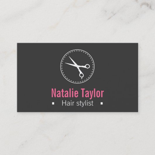 黒いモダン、お洒落最小主義美容師 名刺 (正面)