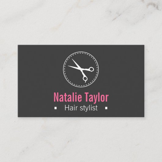 黒いモダン、お洒落最小主義美容師 名刺 (正面)