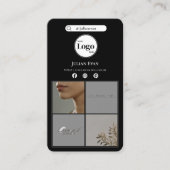 黒いモダンInstagram 4フォトコラージュ 名刺 (正面)
