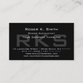 黒いモノグラムのクラシックのエレガントな灰色 名刺 (正面)