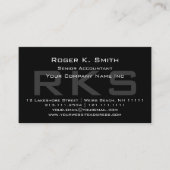 黒いモノグラムのクラシックのエレガントな灰色 名刺 (正面)