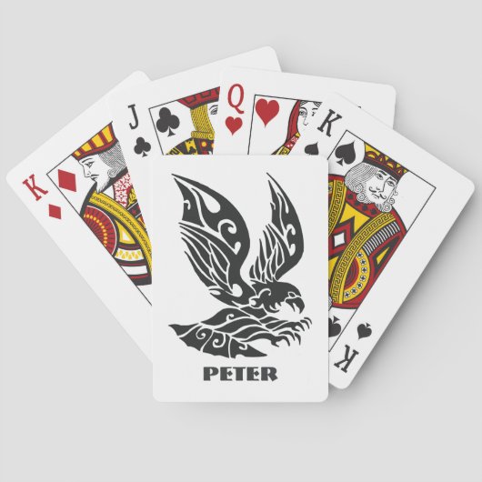 黒いモノグラムのワシ トランプ (裏面)