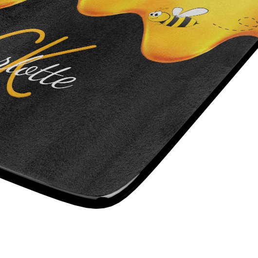 黒いモノグラムを滴らせるバブルミツバチの蜂蜜 カッティングボード (角)