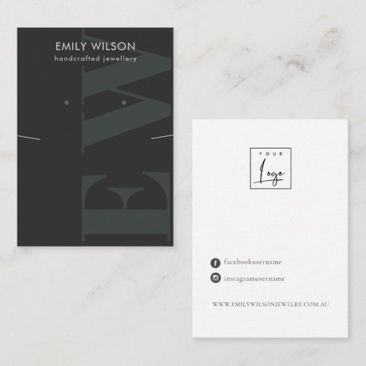 黒いモノ素朴グラムのネックレスイヤリングディスプレイ 名刺 (正面/裏面)