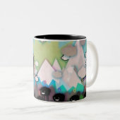 黒いモンスターのマグ ツートーンマグカップ (正面右)