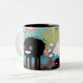 黒いモンスターのマグ ツートーンマグカップ (正面左)