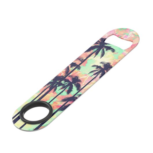 黒いヤシの木が付いているカラフルなネオン水彩画 スピード栓抜き (正面アングル)