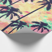 黒いヤシの木が付いているカラフルなネオン水彩画 ラッピングペーパー (角)