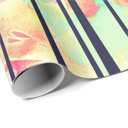 黒いヤシの木が付いているカラフルなネオン水彩画 ラッピングペーパー (ロールコーナー)