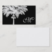 黒いヤシの木のモノグラムのな名刺 名刺 (正面/裏面)