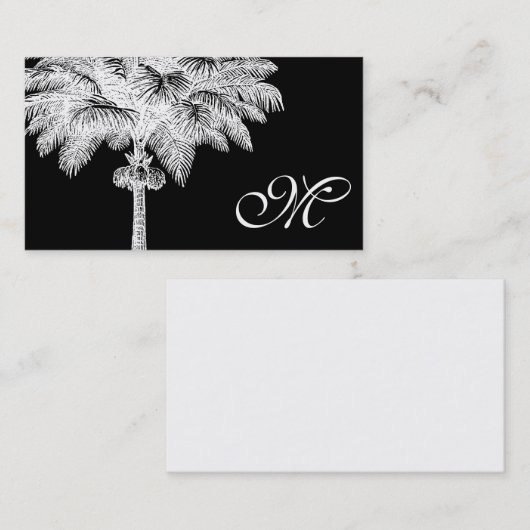 黒いヤシの木のモノグラムのな名刺 名刺 (正面/裏面)
