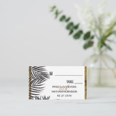 黒いヤシの木の葉状体の金ゴールドのボーダーモダンな結婚式 プレイスカード (スタンド正面)