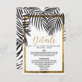 黒いヤシの木の葉状体の金ゴールドのボーダーモダンの詳細 エンクロージャーカード (正面/裏面)