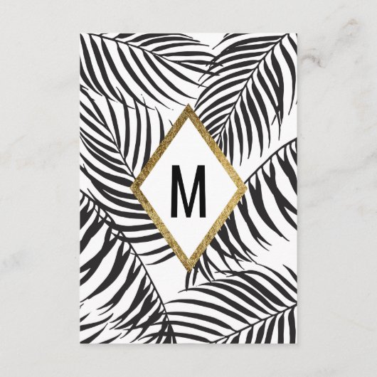 黒いヤシの木の葉状体の金ゴールドのボーダーモダンの詳細 エンクロージャーカード (裏面)