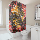 黒いヤシの葉とストローク  シャワーカーテン (インサイチュ)