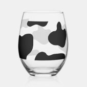 黒いユニーク牛の斑点のある茎のないワイングラス ステムなしワイングラス (正面)