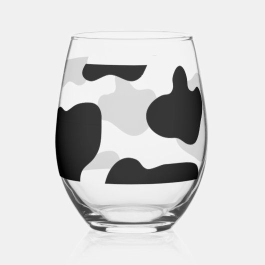 黒いユニーク牛の斑点のある茎のないワイングラス ステムなしワイングラス (正面)