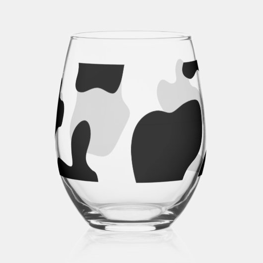 黒いユニーク牛の斑点のある茎のないワイングラス ステムなしワイングラス (右)