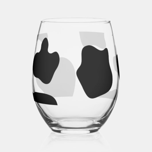 黒いユニーク牛の斑点のある茎のないワイングラス ステムなしワイングラス (左)