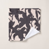 黒いユリのシルエット バスタオルセット (ウォッシュタオル)