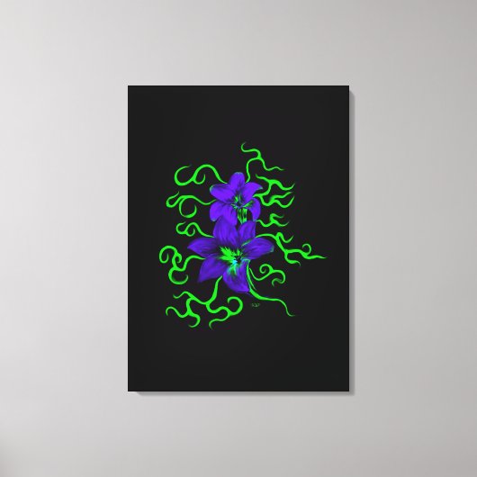 黒いユリの花 キャンバスプリント (正面)