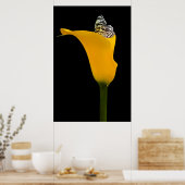 黒いユリの黄色い蝶 ポスター (キッチン)