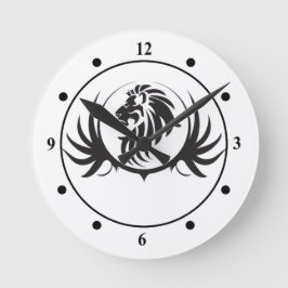 黒いライオンの頭部 ラウンド壁時計