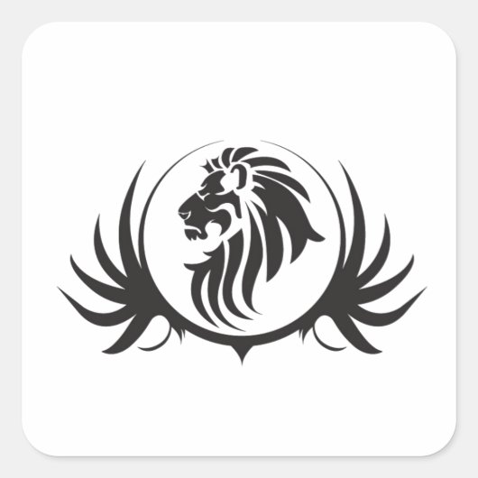 黒いライオンの頭 スクエアシール (正面)